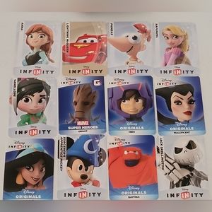 (Lot Of 12) Assorted Disney INFINITY Web CODE Cards Unlocks Digital Character fo